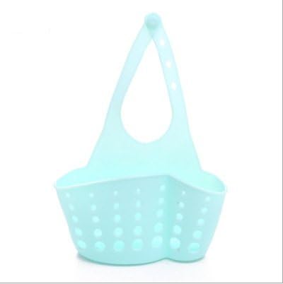Kitchen Hanging Drain Bag Basket adjustable hanging strainer orgarizer storage holder bag-blue