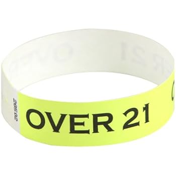 Amazon.com : 100 Pack Neon Yellow Over 21 Tyvek Wristbands ...