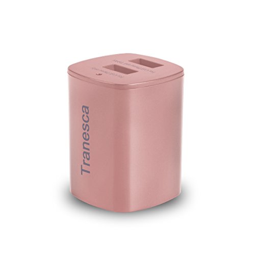 Tranesca Dual USB Wall Chargers for iPhone Xs/Xs Max, iPhone XR/8/7/6S/6S Plus/6 Plus/6, Samsung Galaxy S7/S6/S5 Edge, LG, HTC, Moto, Kindle and More-2 Pack (Rose Gold)
