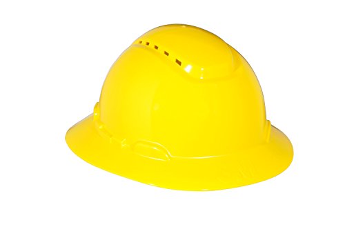 3M Full Brim Hard Hat H-802V, Yellow 4-Point Ratchet Suspension, Vented