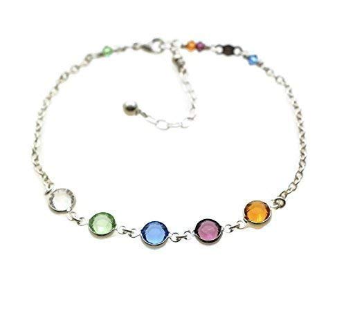 sterling silver family birthstone bracelet