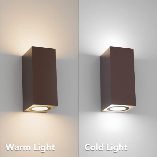 Klighten 4 Pieces Square Outdoor / Indoor Wall Lamp, IP65 Waterproof Rust Colour Outdoor Wall Sconce, GU10 Modern Aluminium Wall Light for Gardens, Hallways, Terraces, Bulb Not Included