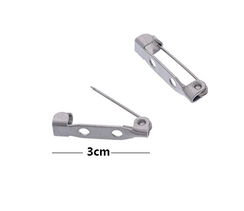 144PCS IFfree 2-Hole Brooch Badge,Metal Brooch Badge Locking Findings Back Safety Catch Bar Pin-30mm.