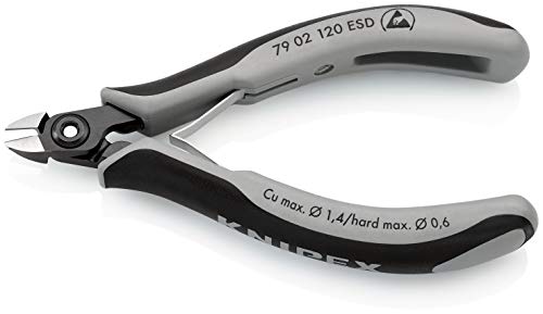 Knipex Präzisions-Elektronik-Seitenschneider ESD brüniert, mit Mehrkomponenten-Hüllen 120 mm 79 02 120 ESD – Bild 4