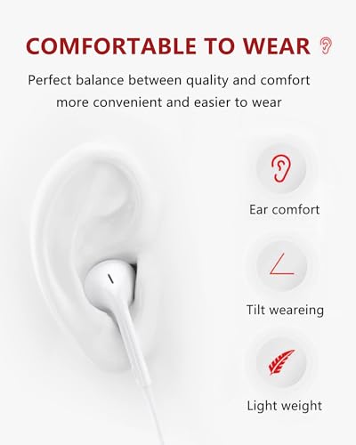 USB C Earphone (2 Pack), USB Type C Earbuds for iPhone 17 Stereo HiFi Noise Cancelling Headphones Compatible with iPhone 17 Pro, iPad Pro, Galaxy S23/S22/S21/S20/Ultra, Note 10/20, Pixel 7/6 - White
