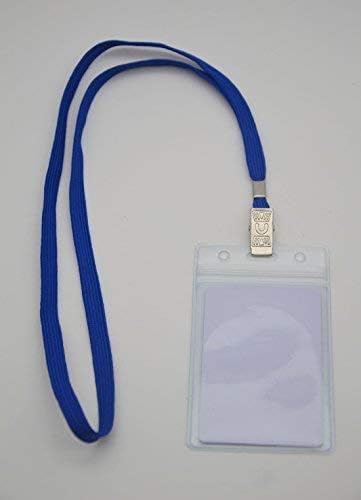 Name Tags 50 Pack Lanyards with Bulldog Clip and 50 Pack Waterproof Clear Plastic Vertical Name Tag Badge ID Card Holders(Blue) - Image 5