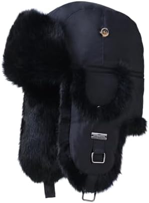 Amazon.com: Fur Winter Trapper Hat,100% Rabbit Fur Aviator  display picture 3