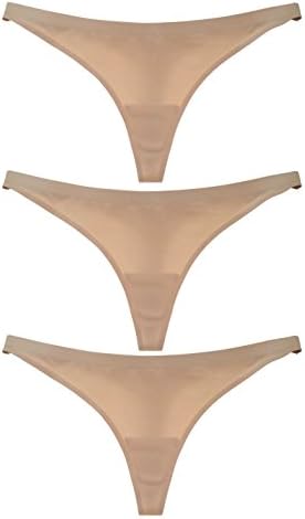 LIQQY Women's 3 Pack No-Show Lingerie Thong Panty Underwear