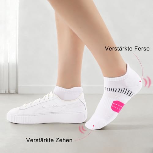 EconioSocken Sneaker Socks Women's 39-42, Anti-Blister Running Socks with Padded Support Short Ankle Socks Breathable Sports Socks Trainer Socks Women's 35-38.6 Pairs