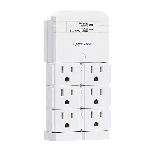 AmazonBasics Rotating 6-Outlet Surge Protector Wall Mount, 1080 Joules