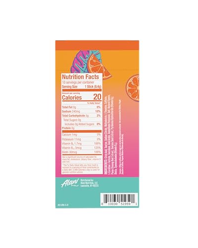 ALANI NU ORANGE KISS ENERGY STICKS, ENERGY DRINK POWDER, 200MG CAFFEINE, PRE WORKOUT PERFORMANCE WITH ANTIOXIDANTS, ON-THE-GO DRINK MIX, BIOTIN, B VITAMINS, ZERO SUGAR, 5-10 CALORIES, 10 PACK