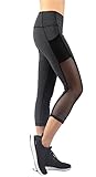 Neonysweets Womens Mesh Capri Workout Yoga Pants Running Tights Active Leggings