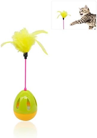 ZMG Cat Interaction Chase Ball Cats Fun Toy Entertaining Toy Tumbler Cat Feather Toy for Pet Cat Kitten (Green)