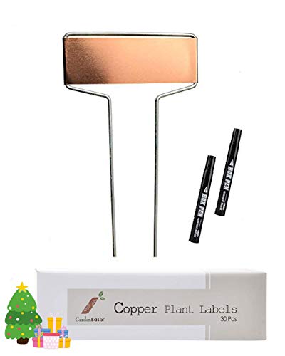 30 Copper Garden Stakes Plant Tags Nursery Labels Reusable Planting Gardening 2 Marker Pens Vegetable Herb Flower 10.8”