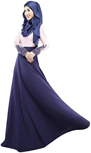 Women's Vintage Striped Kaftan Abaya Muslim Jilbab Maxi Dress, Trumpet Sleeve Abaya Long Robe Gowns Tunic