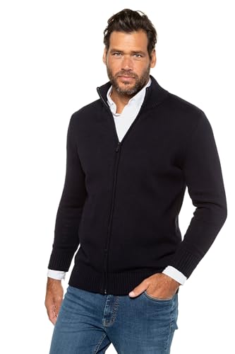 JP 1880 Herren große Größen Übergrößen Menswear L-8XL Strickjacke, Cardigan mit Stehkragen, Zipper, Rippbündchen, dunkel Marine L 717032730-L