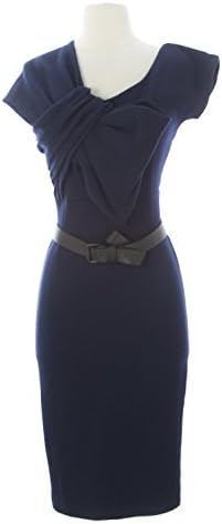 ICE ICEBERG Women's Bow Sheath Dress IT 38 Navy Blue