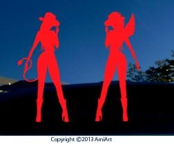 Girl Women Power Decal Sticker LARGE 7" inch Devil and Angel girl -RED- decal sticker for Car Truck laptop wall window bumper sticker outdoor Vinyl