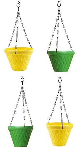 Antier 6 Inches Hanging Juhi Pot Set of 4 Plant Container Set (Pack of 4, Plastic)