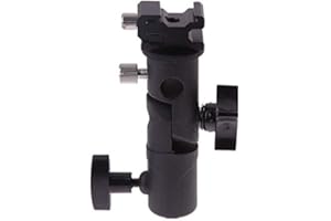 E Type Universal Metal Flash Hot Shoe Speedlite Umbrella Holder Light Stand Bracket with 1 4 to 3 8 Screw Mount Swivel Adapte