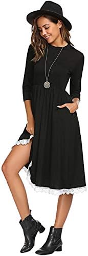 Leadingstar Women's A-line Basic Casual Swing Midi Dress