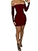 TOB Womens Sexy Off Shoulder Backless Lace Up Club Bodycon Mini Dress Wine Red, Small