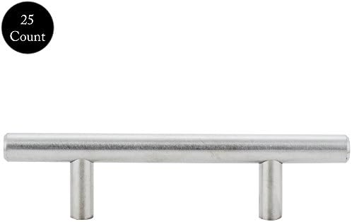 Stelwagen Fixtures - Luxe Euro Series Bar Cabinet Pulls, Stainless Steel Handles 3" Center-to-Center (25 Pack)