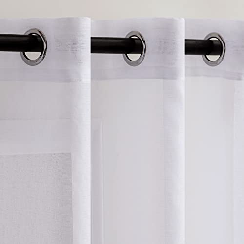 Woaboy Interior Curtains 2 Pieces 140 x 260 cm Semi-Transparent Voile Window Curtains for Living Room and Bedroom Modern Bright for Home Decoration Romantic White