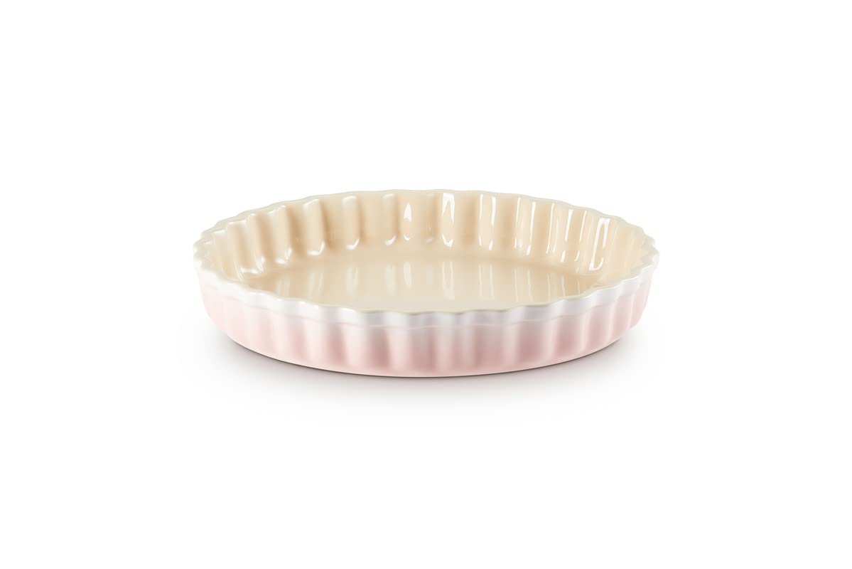 Le Creuset Heritage Fluted Flan Dish, Stoneware, 28 cm, 1.82 kg, Shell Pink, 71120287770001