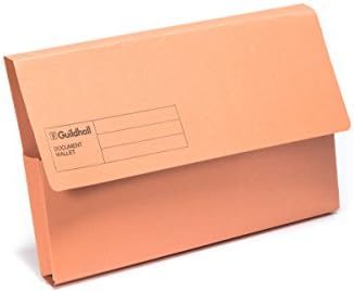 Guildhall 285 gsm Document Wallets, Foolscap, Orange, Pack of 50