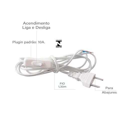 Fio Rabicho para Abajur e Luminárias com Interruptor 1,3m Preto TANGERINA