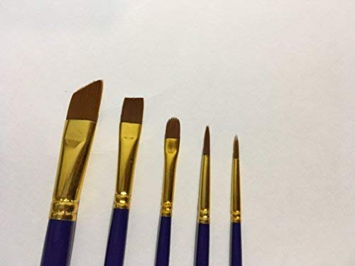 Teachers Choice Art Supplies 5 Pack Paint Brushes for Water Color, Oil and Acrylic Paint