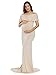 JustVH Women's Off Shoulder Ruffles Maternity Slim Fit Gown Maxi Photography Dress