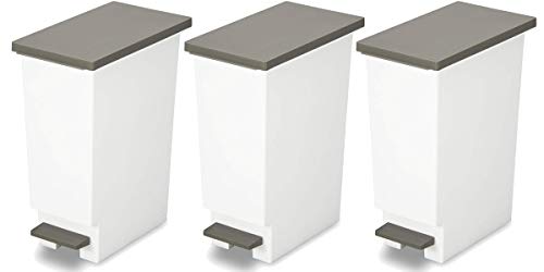 新輝合成 トンボ ネオカラー ゴミ箱 スリム 軽いペダルでサッと開く 20リットル ブラウン 3個セット 幅20×奥行35.5×高さ45cm 蓋付き 分別 日本製