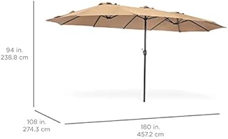 Amazon Com Best Choice Products 15x9ft Large Double Sided Rectangular Outdoor Aluminum Twin Patio Market Umbrella W Crank And Wind Vents Beige Clothing