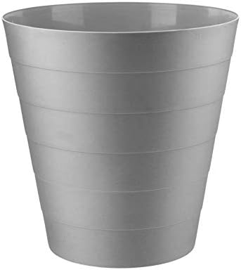Home+ Plastic Waste Paper Bin Basket 6L Waste Rubbish Trash Can Round Kitchen Bathroom Bedroom Office Garbage Dustbin, 6 Litre (Grey)