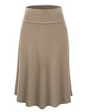 LL WB1105 Womens Lightweight Fold Over Flared Midi Skirt L TAUPE