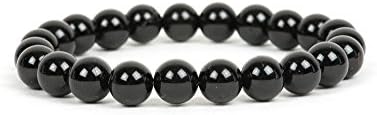 Black Tourmaline Bracelet, Root Chakra Healing Bracelet, Unisex Bracelet, 8mm Black Tourmaline
