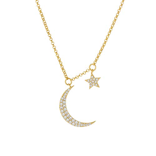 14k Gold Dipped Moon And Star Pendant Necklace Moon Star