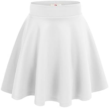 Womens A-Line Flared Skater Skirt Reg & Plus Size- Made In USA White Small