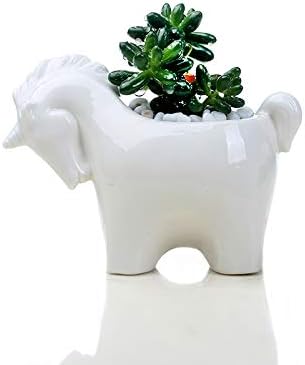 Horse Planter Pot,Modern Minimalist White Ceramic Succulent Mini Planter Pot (1, Horse)