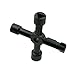 QST 4 in 1 Zinc Alloy Universal Cross Switch Key Wrench Triangle Keyless Chuck for Train Electrical Elevator Cabinet Valve Alloy Triangle/Square Black 1pc