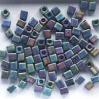 20Gr Black Opaque Ab Matte Miyuki 4mm Square Cube Glass Seed Beads