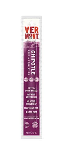 Vermont Smoke & Cure Meat Sticks - Antibiotic Free Beef & Pork Sticks - Gluten-Free Snack - Paleo and Keto Friendly - Nitrate Free - Chipotle - 1oz Stick - 24 Count