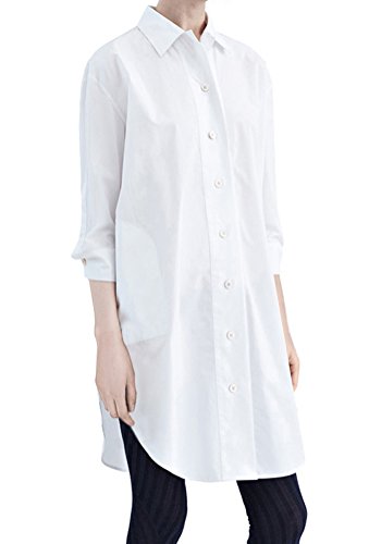 Women s 3/4 sleeve solid loose shirt dress with 4 pockets size l …