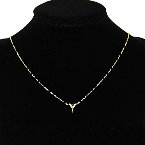 Me Plus Petite Initial Letter Alphabet Pendant Charm Gold Dipped Necklace Gold Silver Rosegold (23 Letters) (Y - Gold)