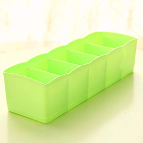 Huldaqueen Five Grids Multi-Function Underwear Socks Tiny Things Storage Box Plastic Finishing Box Drawer Desk Bed Cabinet