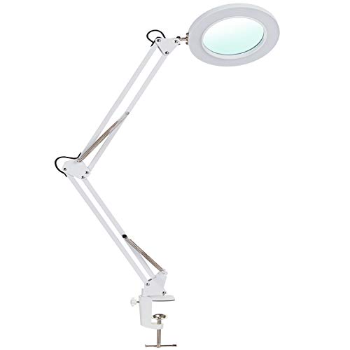 Psiven LED Magnifier Lamp, Dimmable Magnifying Desk Lamp/Task Light