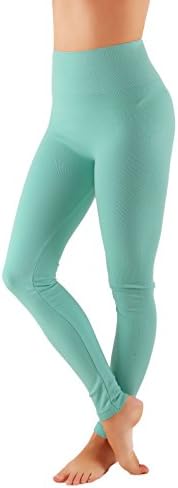 Women's Thick Yoga Soft Cotton Blend High Waist Workout Leggings with Tummy Control Compression