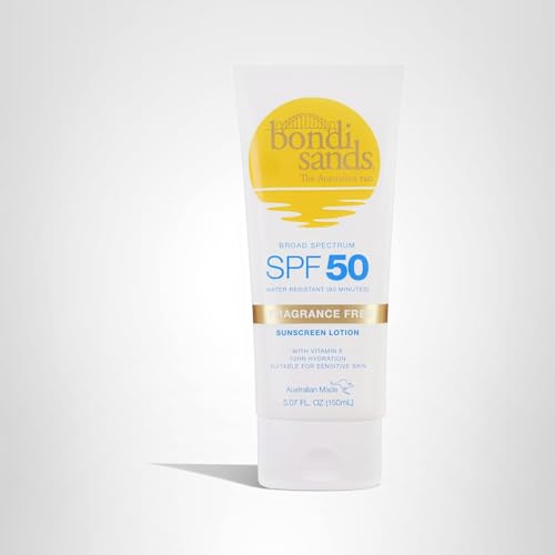 Bondi Sands Fragrance Free Sunscreen Body Lotion SPF 50 | Hydrating Broad Spectrum Protection, Sheer, Water Resistant | 5.07 Oz/150 mL